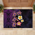 Hawaiian Turtles and Plumeria Rubber Doormat Polynesian Art Tribal Tattoo Deep Violet Color