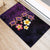 Hawaiian Turtles and Plumeria Rubber Doormat Polynesian Art Tribal Tattoo Deep Violet Color