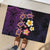 Hawaiian Turtles and Plumeria Rubber Doormat Polynesian Art Tribal Tattoo Deep Violet Color