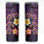 Hawaiian Turtles and Plumeria Skinny Tumbler Polynesian Art Tribal Tattoo Deep Violet Color