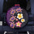 Hawaiian Turtles and Plumeria Spare Tire Cover Polynesian Art Tribal Tattoo Deep Violet Color