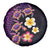 Hawaiian Turtles and Plumeria Spare Tire Cover Polynesian Art Tribal Tattoo Deep Violet Color