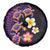 Hawaiian Turtles and Plumeria Spare Tire Cover Polynesian Art Tribal Tattoo Deep Violet Color