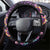 Hawaiian Turtles and Plumeria Steering Wheel Cover Polynesian Art Tribal Tattoo Deep Violet Color