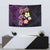 Hawaiian Turtles and Plumeria Tapestry Polynesian Art Tribal Tattoo Deep Violet Color