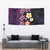 Hawaiian Turtles and Plumeria Tapestry Polynesian Art Tribal Tattoo Deep Violet Color