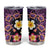 Hawaiian Turtles and Plumeria Tumbler Cup Polynesian Art Tribal Tattoo Deep Violet Color