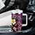 Hawaiian Turtles and Plumeria Tumbler With Handle Polynesian Art Tribal Tattoo Deep Violet Color