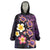 Hawaiian Turtles and Plumeria Wearable Blanket Hoodie Polynesian Art Tribal Tattoo Deep Violet Color