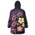 Hawaiian Turtles and Plumeria Wearable Blanket Hoodie Polynesian Art Tribal Tattoo Deep Violet Color