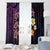 Hawaiian Turtles and Plumeria Window Curtain Polynesian Art Tribal Tattoo Deep Violet Color