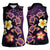 Hawaiian Turtles and Plumeria Women Sleeveless Polo Shirt Polynesian Art Tribal Tattoo Deep Violet Color