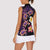 Hawaiian Turtles and Plumeria Women Sleeveless Polo Shirt Polynesian Art Tribal Tattoo Deep Violet Color