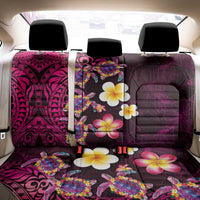 Hawaiian Turtles and Plumeria Back Car Seat Cover Polynesian Art Tribal Tattoo Cerise