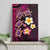 Hawaiian Turtles and Plumeria Canvas Wall Art Polynesian Art Tribal Tattoo Cerise