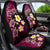 Hawaiian Turtles and Plumeria Car Seat Cover Polynesian Art Tribal Tattoo Cerise