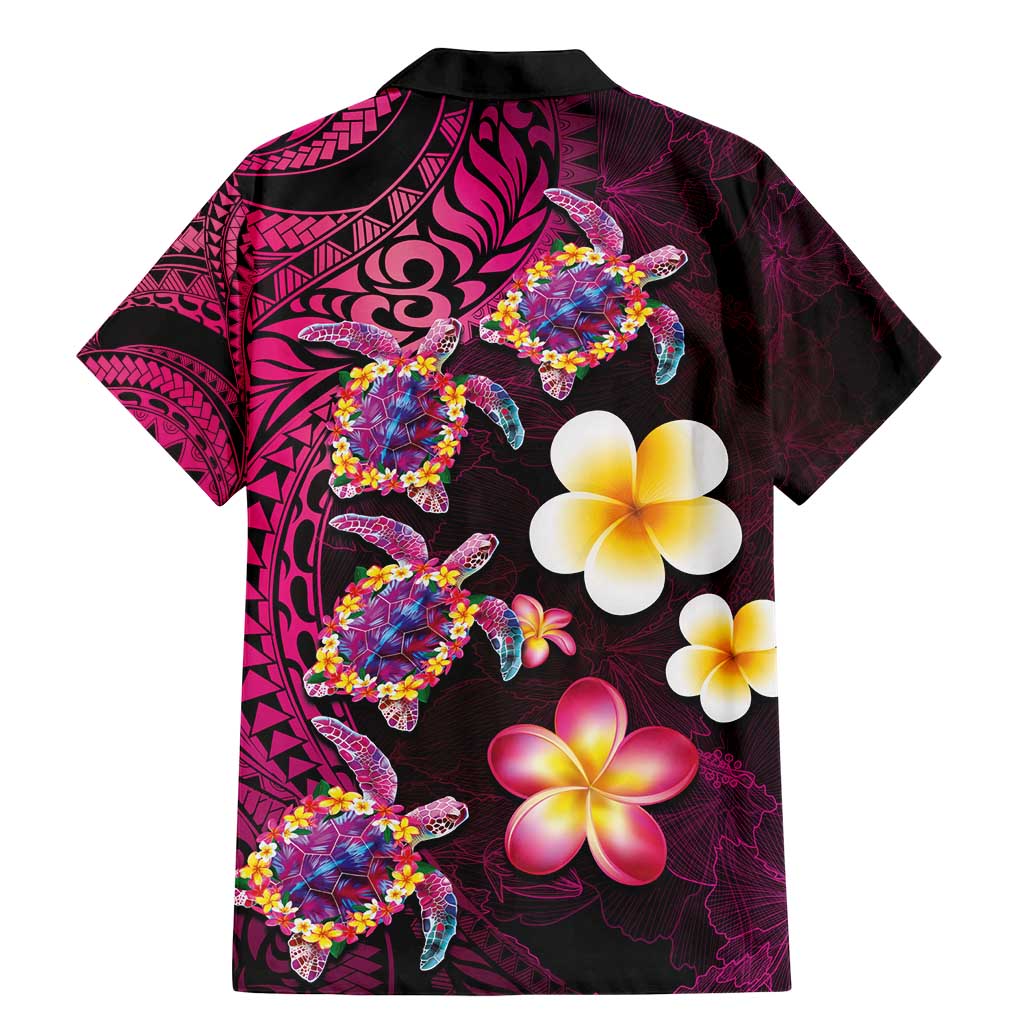 Hawaiian Turtles and Plumeria Family Matching Mermaid Dress and Hawaiian Shirt Polynesian Art Tribal Tattoo Cerise