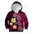 Hawaiian Turtles and Plumeria Kid Hoodie Polynesian Art Tribal Tattoo Cerise