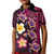 Hawaiian Turtles and Plumeria Kid Polo Shirt Polynesian Art Tribal Tattoo Cerise