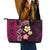 Hawaiian Turtles and Plumeria Leather Tote Bag Polynesian Art Tribal Tattoo Cerise