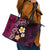 Hawaiian Turtles and Plumeria Leather Tote Bag Polynesian Art Tribal Tattoo Cerise