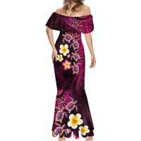 Hawaiian Turtles and Plumeria Mermaid Dress Polynesian Art Tribal Tattoo Cerise LT03 - Polynesian Pride