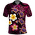 Hawaiian Turtles and Plumeria Polo Shirt Polynesian Art Tribal Tattoo Cerise