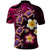 Hawaiian Turtles and Plumeria Polo Shirt Polynesian Art Tribal Tattoo Cerise