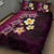 Hawaiian Turtles and Plumeria Quilt Bed Set Polynesian Art Tribal Tattoo Cerise