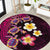 Hawaiian Turtles and Plumeria Round Carpet Polynesian Art Tribal Tattoo Cerise