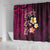 Hawaiian Turtles and Plumeria Shower Curtain Polynesian Art Tribal Tattoo Cerise