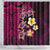 Hawaiian Turtles and Plumeria Shower Curtain Polynesian Art Tribal Tattoo Cerise