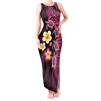 Hawaiian Turtles and Plumeria Tank Maxi Dress Polynesian Art Tribal Tattoo Cerise LT03 Women Pink - Polynesian Pride