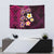 Hawaiian Turtles and Plumeria Tapestry Polynesian Art Tribal Tattoo Cerise