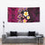 Hawaiian Turtles and Plumeria Tapestry Polynesian Art Tribal Tattoo Cerise