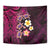 Hawaiian Turtles and Plumeria Tapestry Polynesian Art Tribal Tattoo Cerise