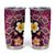 Hawaiian Turtles and Plumeria Tumbler Cup Polynesian Art Tribal Tattoo Cerise