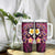 Hawaiian Turtles and Plumeria Tumbler With Handle Polynesian Art Tribal Tattoo Cerise