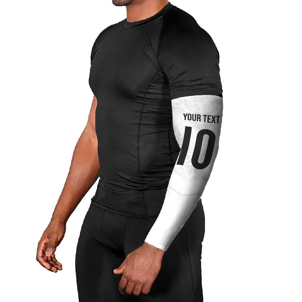 Custom New Zealand Football Arm Sleeves The Whites-Sporty T90 Style LT03 - Polynesian Pride