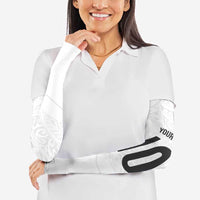 Custom New Zealand Football Arm Sleeves The Whites-Sporty T90 Style LT03 - Polynesian Pride
