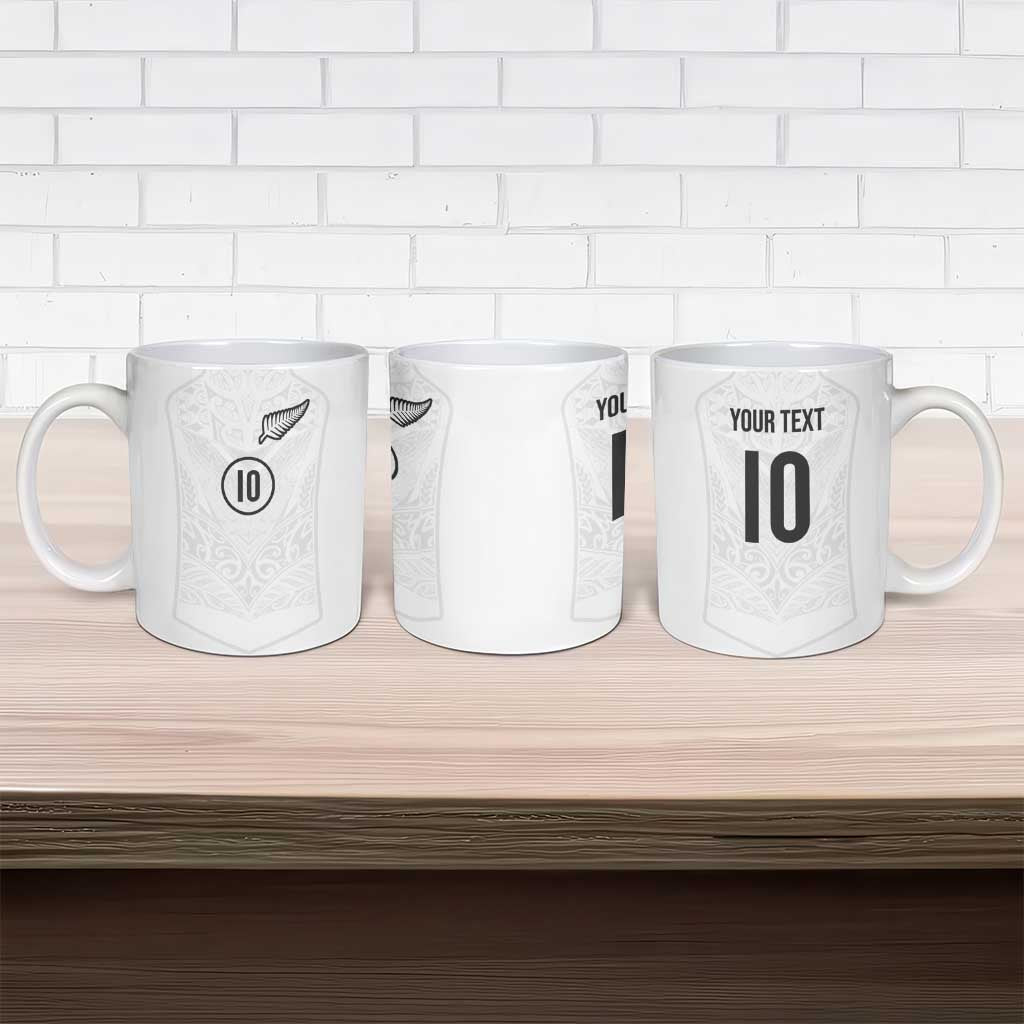Custom New Zealand Football Ceramic Mug The Whites-Sporty T90 Style LT03 - Polynesian Pride