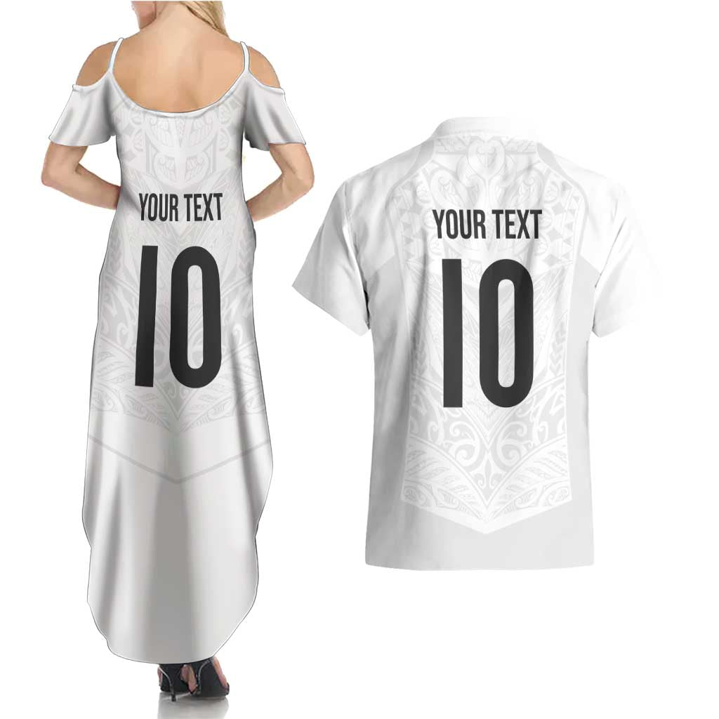 Custom New Zealand Football Couples Matching Summer Maxi Dress and Hawaiian Shirt The Whites-Sporty T90 Style LT03 - Polynesian Pride