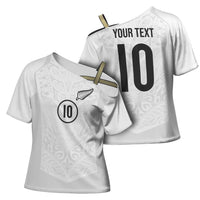 Custom New Zealand Football Cross Shoulder Shirt The Whites-Sporty T90 Style LT03 - Polynesian Pride