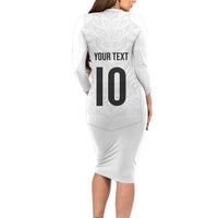 Custom New Zealand Football Family Matching Long Sleeve Bodycon Dress and Hawaiian Shirt The Whites-Sporty T90 Style LT03 - Polynesian Pride