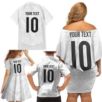 Custom New Zealand Football Family Matching Off Shoulder Short Dress and Hawaiian Shirt The Whites-Sporty T90 Style LT03 - Polynesian Pride