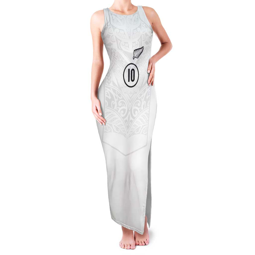 Custom New Zealand Football Family Matching Tank Maxi Dress and Hawaiian Shirt The Whites-Sporty T90 Style LT03 Mom's Dress White - Polynesian Pride