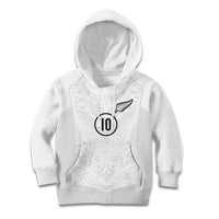 Custom New Zealand Football Kid Hoodie The Whites-Sporty T90 Style LT03 Hoodie White - Polynesian Pride