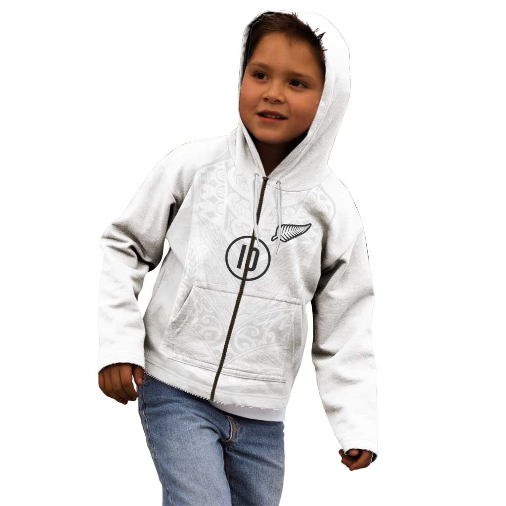 Custom New Zealand Football Kid Hoodie The Whites-Sporty T90 Style LT03 - Polynesian Pride