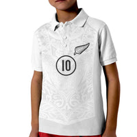 Custom New Zealand Football Kid Polo Shirt The Whites-Sporty T90 Style LT03 Kid White - Polynesian Pride