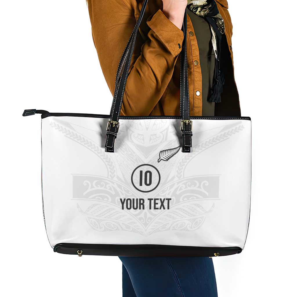 Custom New Zealand Football Leather Tote Bag The Whites-Sporty T90 Style LT03 - Polynesian Pride